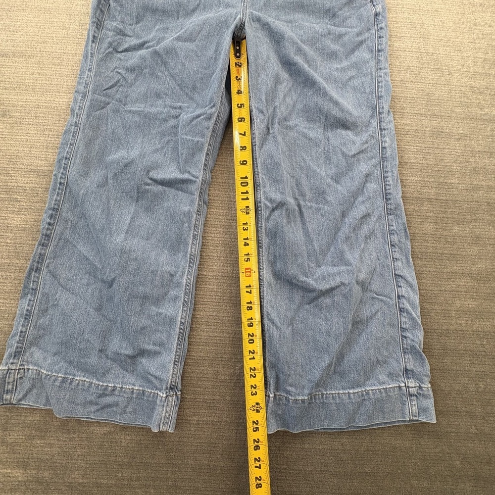 J Crew Denim Trouser Jean Womens 33P Blue Wide Leg Casual Stretch - Picture 9 of 11